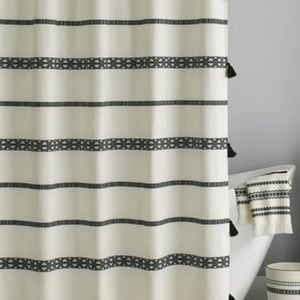 Boho Chic Cotton Shower Curtain, Black, Better Homes & Gardens, 72" x 72"